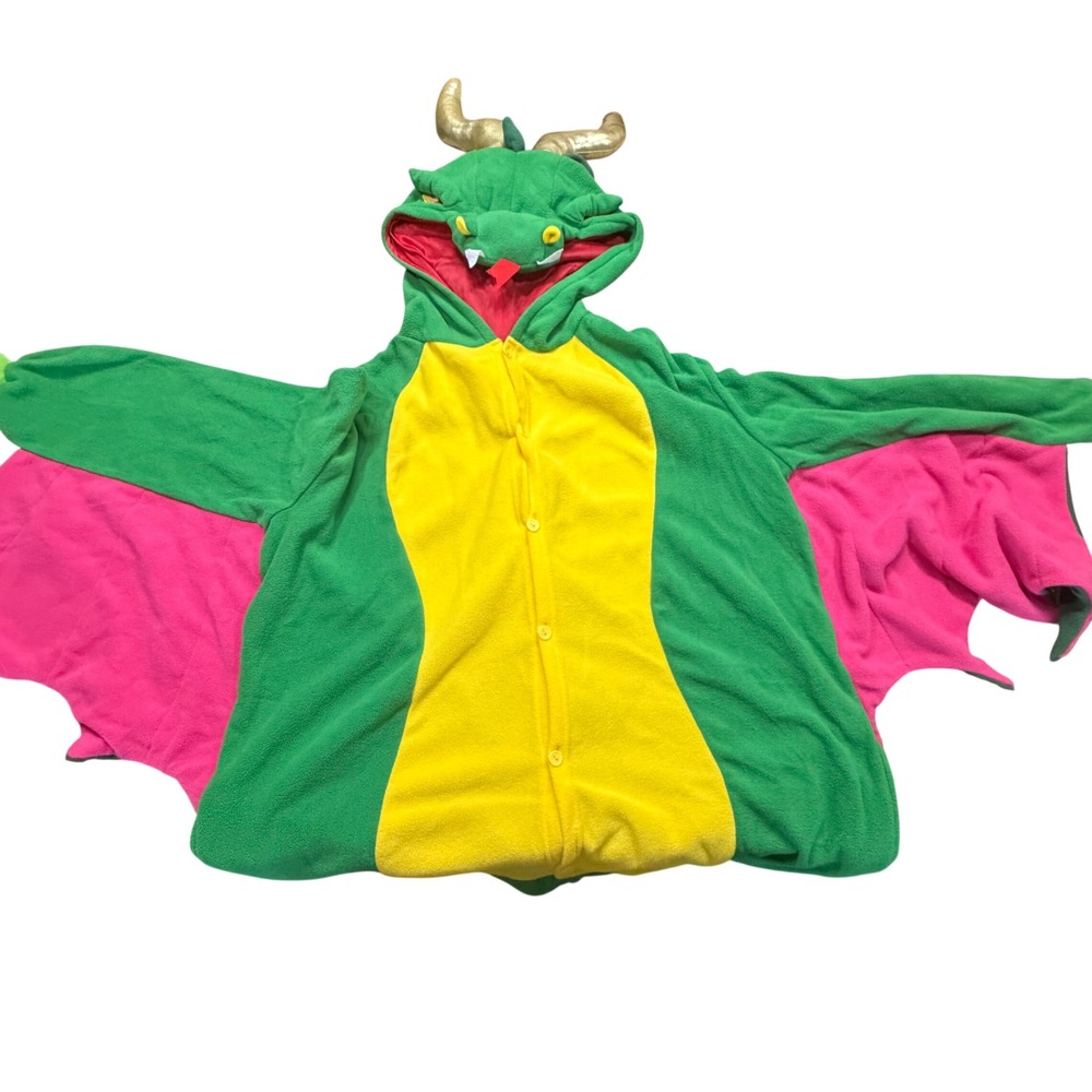 Spooktacular Creations Dragon Pajamas Onesie Adult Large Green Pink Wings 20105